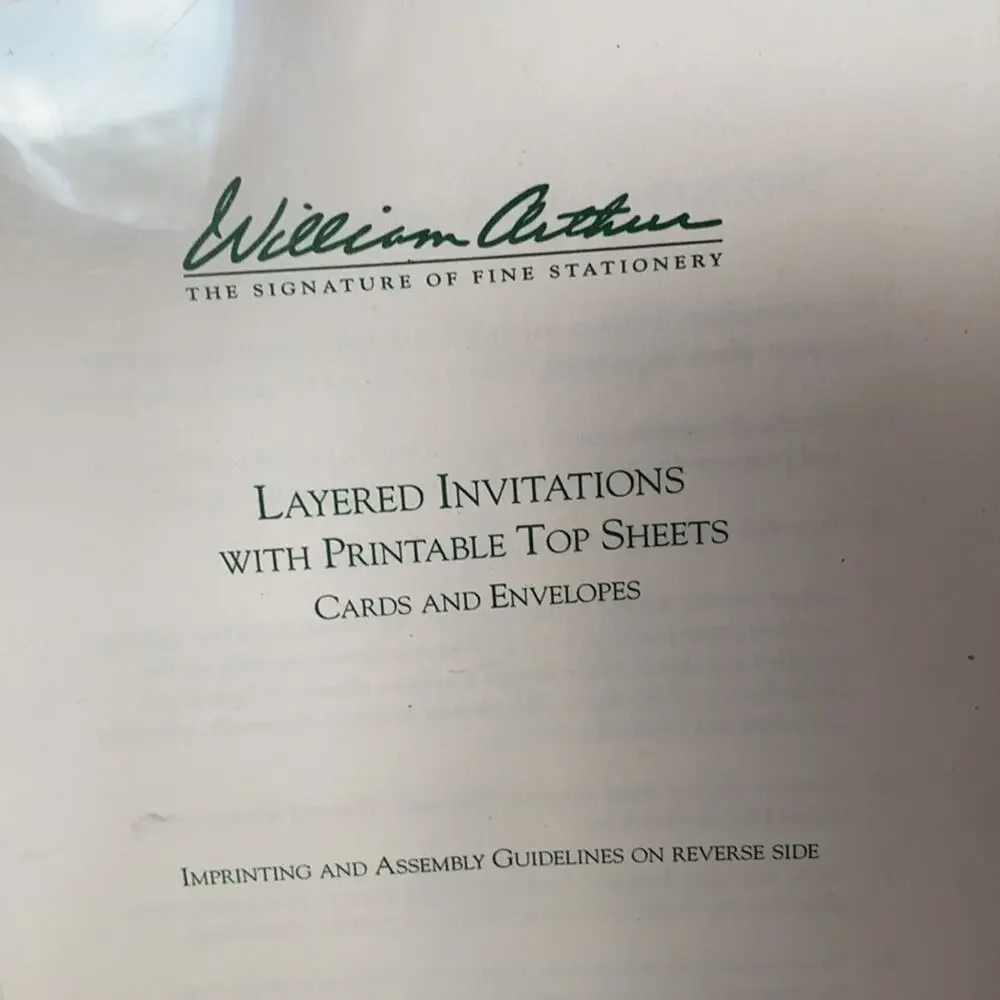William Arthur Layered Printable Cocktail Invites‎ Unused Set of 10